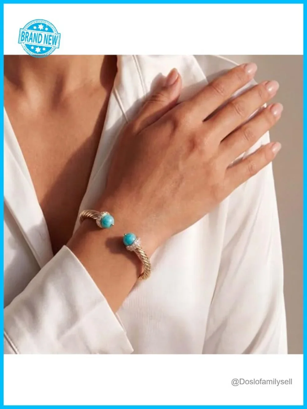 14K Gold Plated Cuff Bracelet, Stackable Twist Bangle, Waterproof